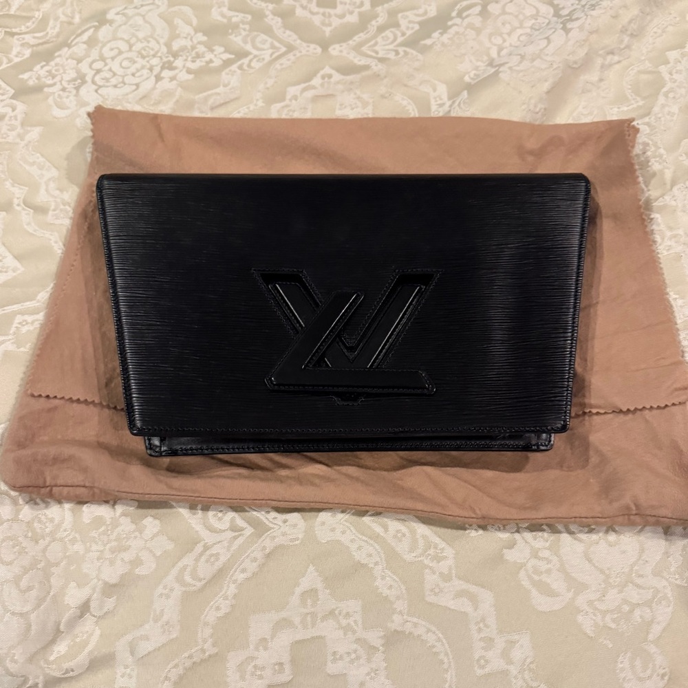 Louis Vuitton Black Epi Trapeze PM Clutch Bag
